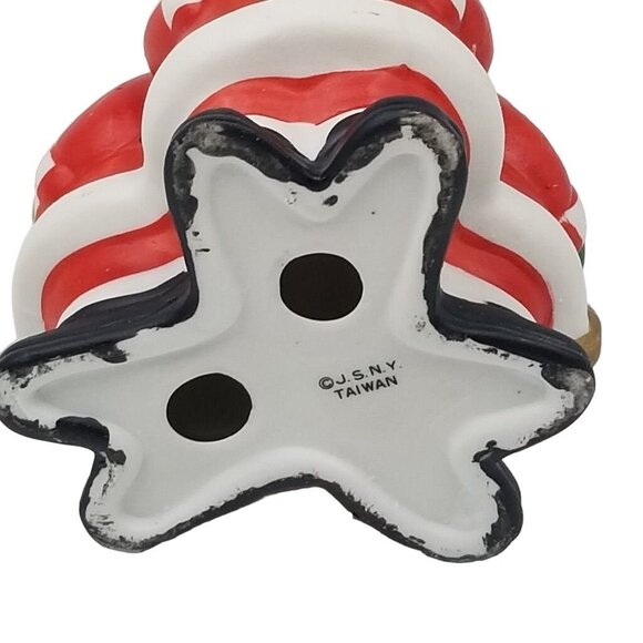 Vintage 90s Holiday Christmas Santa Claus Trio Candle Holder Table Decor - Picture 6 of 7